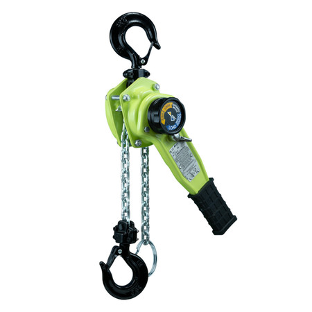 ALL MATERIAL HANDLING AMH Lever Hoist 1.6t-15'Lift-USA Chain w/ Overload Protected and Shipyard Hooks LA016-15UVS